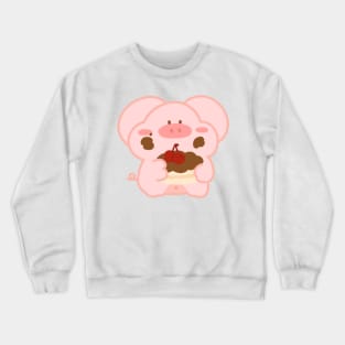 Cute pig eat a cake Crewneck Sweatshirt